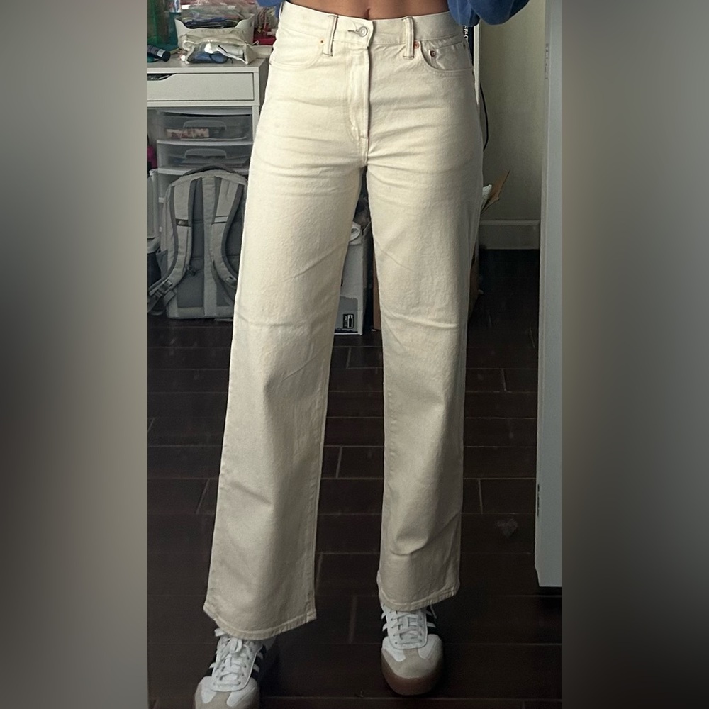 American Eagle AE77 Stovepipe Jeans Cream